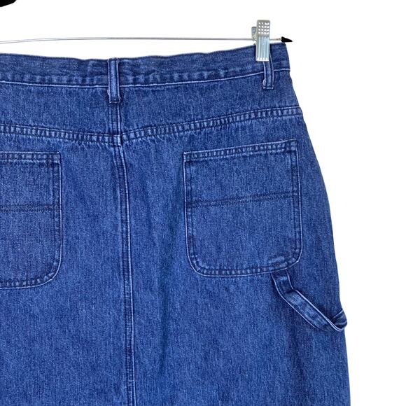 Real Comfort Vintage 90s Carpenter Style Denim Skirt Maxi Length Sz 14 Petite - Picture 6 of 14